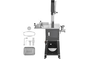 Uargd Commercial Electric Meat Bandsaw, 850W Stainless Steel Vertical Bone Cutting Machine, 19.1"x15" Work Surface, 7.09-Inch