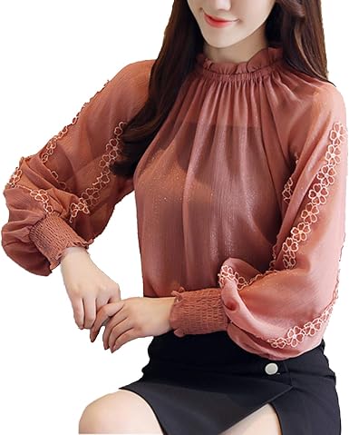 lantern sleeve chiffon blouse