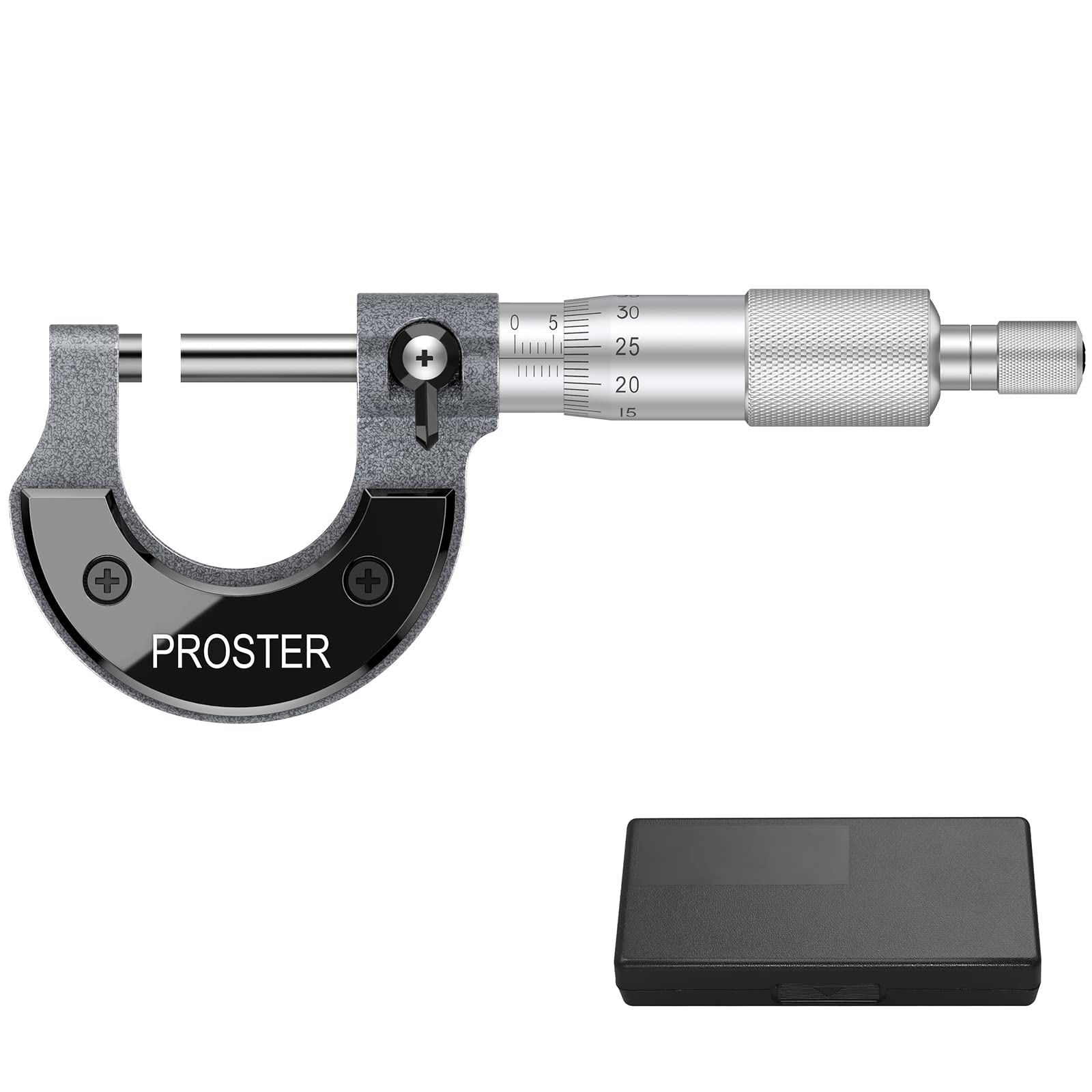 Proster Outside Micrometer 0-25mm(0.01mm Graduations) Metric External Caliper with Zero Wrench and Packing Box High Outside Metric Micrometer Precision Machinist Tool