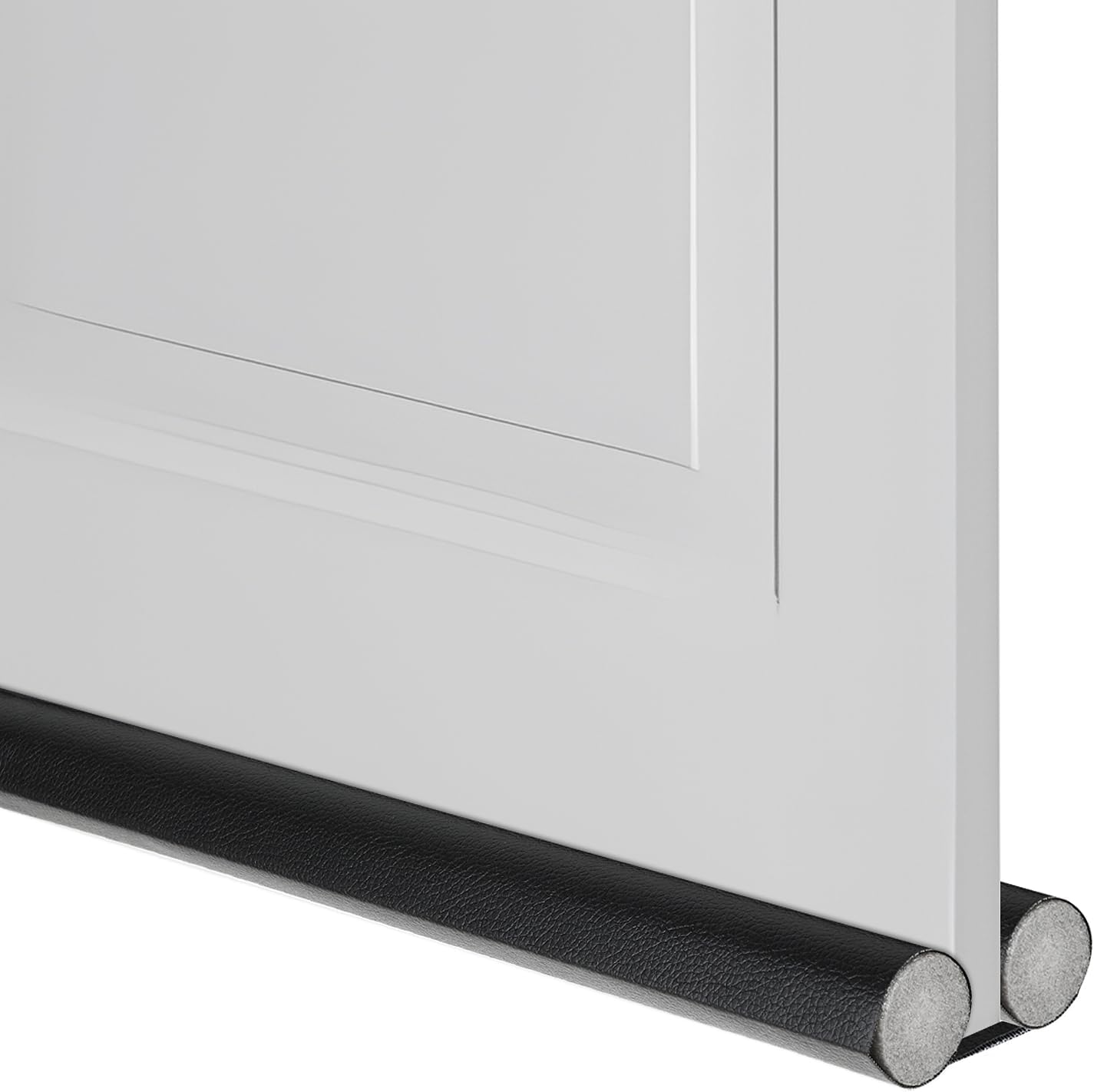 Draft Stoppers - Dimeho Door Draft Stopper, 36.61 Inches Draft Guard for Interior Door Under Door Noise Blocker Door Sweep for Exterior & Interior Doors 6pcs Eva Foam Rod 1pcs PU Leather Case (Black)