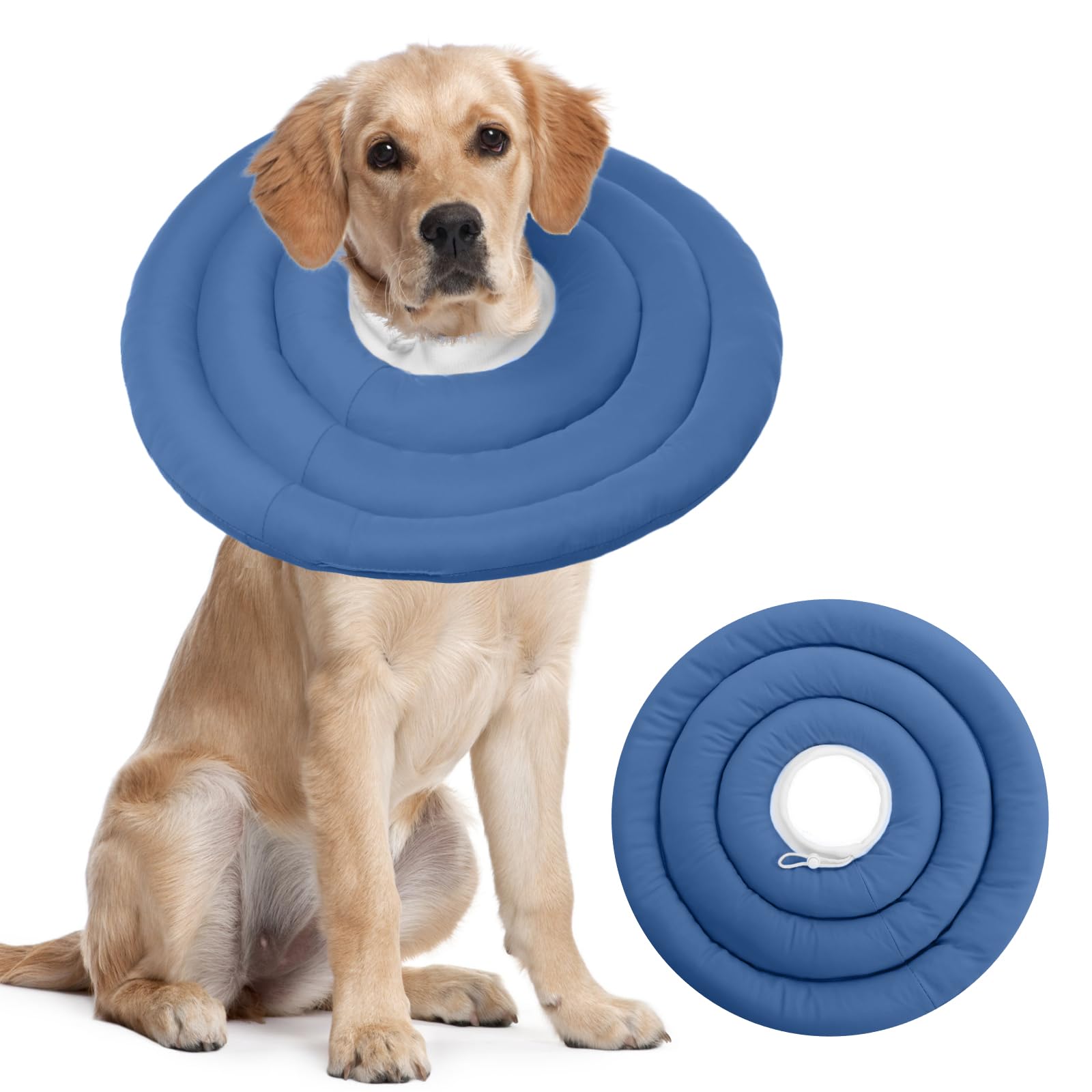 Photo 1 of IDOMIK Dog Recovery Collar, Waterproof Soft Dog Cone After Surgery, Comfy Protective Elizabethan Collar Alternative for Dogs Cats, Adjustable Pet Neck Donut Cone Anti-Licking Biting Wounds,Navy,2XL