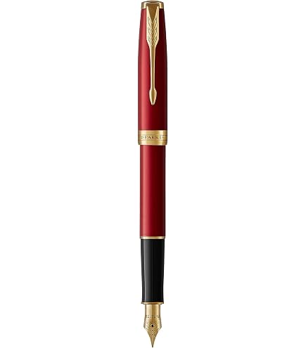 Amazon.com: PARKER Sonnet Fountain Pen, Red Lacquer with Gold Trim