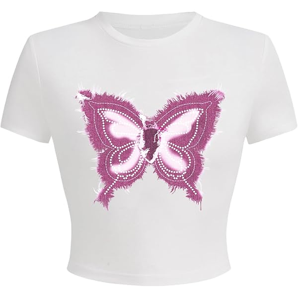 Camiseta Manga Corta Cuello Redondo Camiseta De Manga Corta Con Estampado De Estrellas Floerns Para Niña - Cuello Redondo Y Tejido Elástico Camiseta Casual Elástica