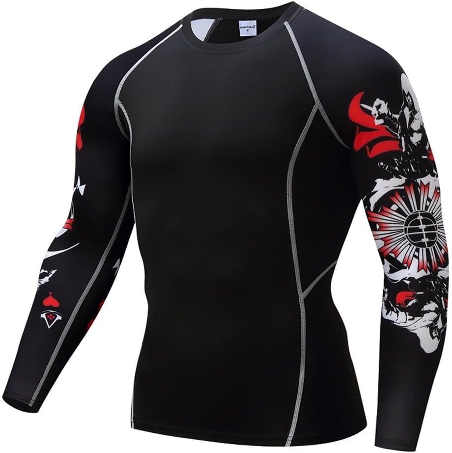 Playera de Compresión de Manga Larga para Rash Guard, BJJ, MMA, Muay
