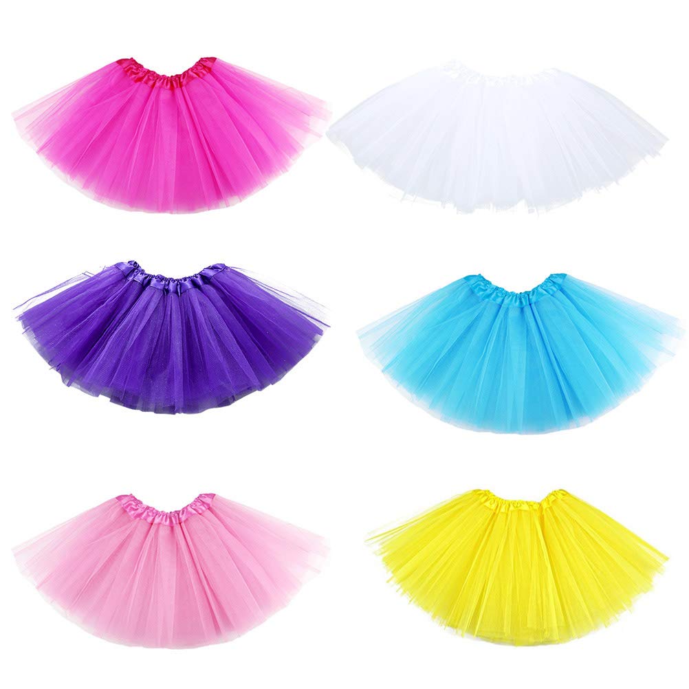 6PCS Girl Ballet Tutu Skirt Chiffon Ballet Dance Practice Wrap Skirt for Kids (Pink + Yellow + White + Rose + Dark Purple + Light Blue)
