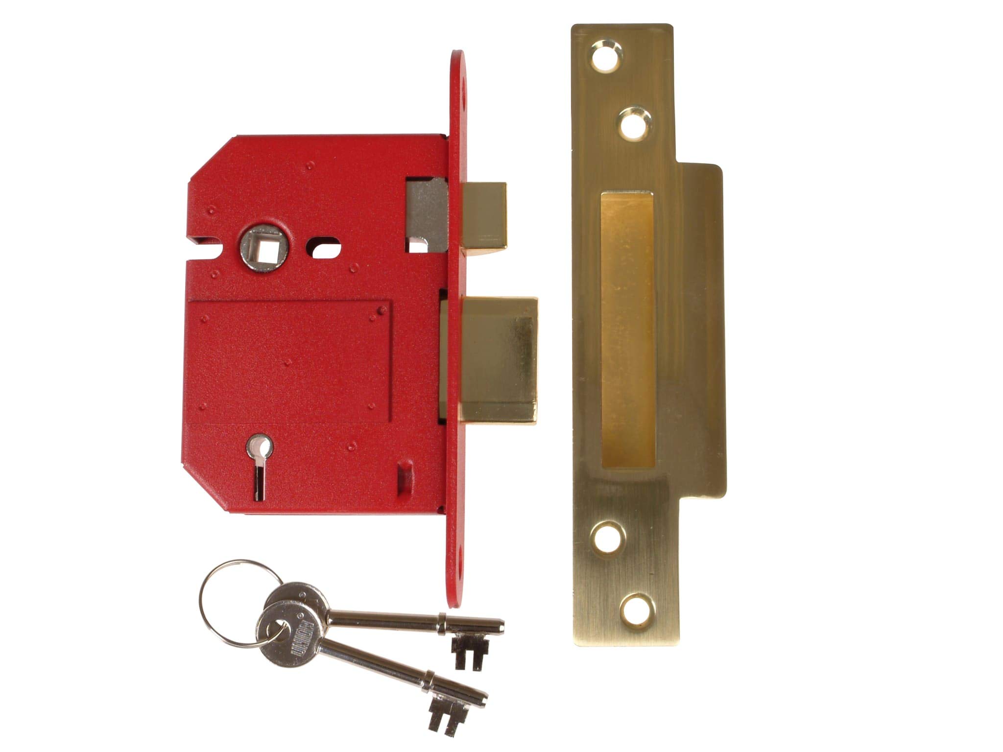 Union Locks Strongbolt 2200S BS 5-Lever Mortice Sash Lock 81mm - Brass Satin (Boxed)