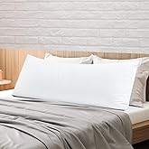 100% Egyptian Cotton Body Pillow Cover Long Pillow Case, 600 Thread Count Bed Pillow Protector with Zipper, Sateen Weave Cooling Full Body Pillowcase for Adults 20x54 Inches (1PC, Body, White)