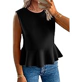 Tankaneo Womens Summer Tank Tops Sleeveless Ribbed Knit Babydoll Peplum Tops Work Business Casual Shirts Blouses