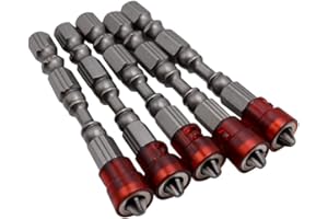 Premium 1/4" S2 Chrome Steel Drywall Magnetic Screwdriver Bit PH2 L65xD9mm Plasterboard Screw Bits Hex Shank With Depth Stop 