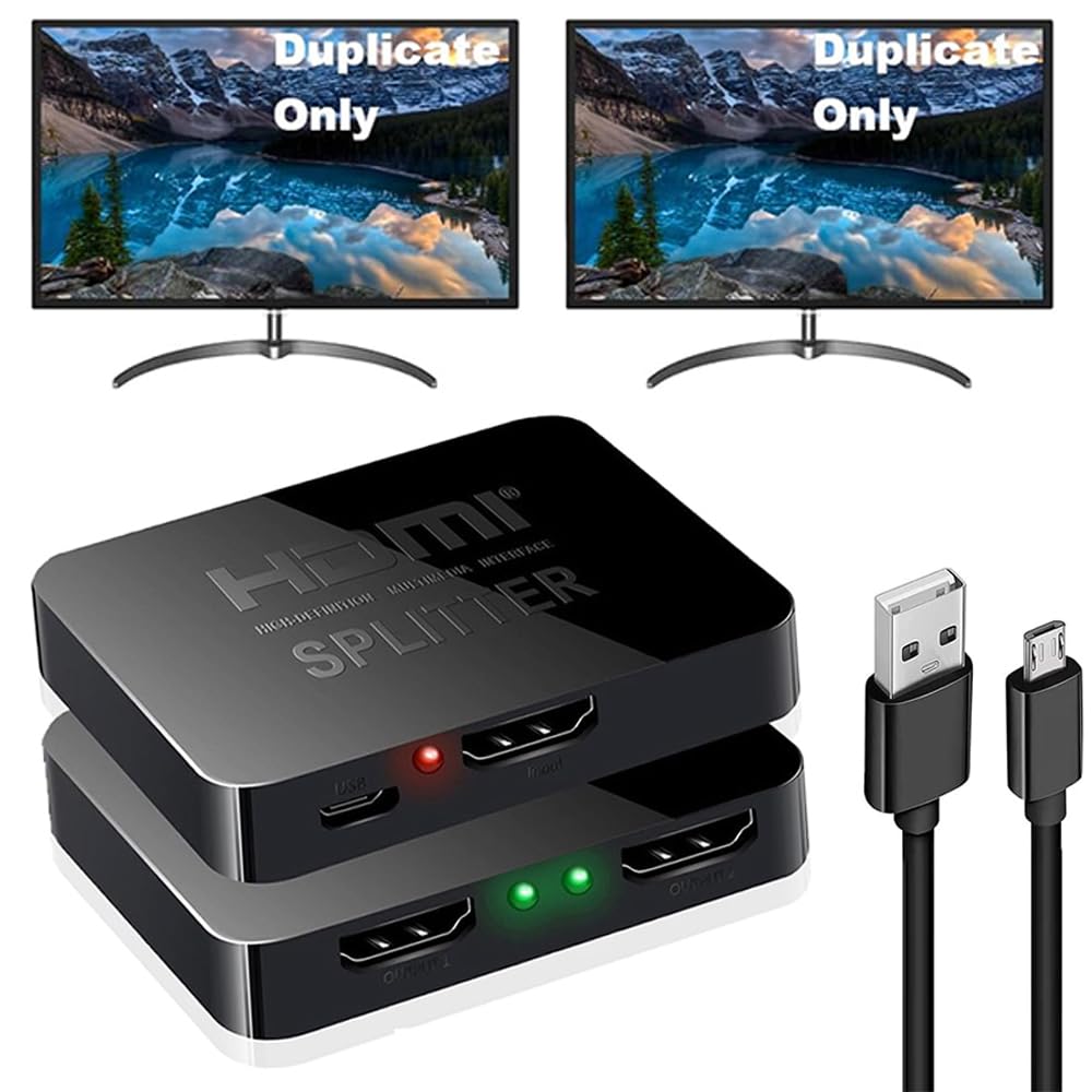 Photo 1 of 4k HDMI Splitter 1 in 2 Out HDMI Splitter for Dual Monitors Duplicate Mirror Support HDMI2.0b 60Hz Full HD 1080P 3D 18.5G Blackbps for Xbox,PS4,Blu-Ray Player HDTV