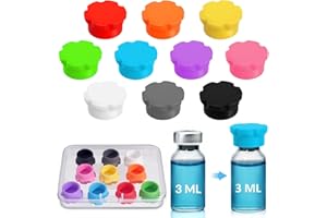 GOQEUT Reusable 3ml Vial Caps, Leak-Proof Dust-Proof Ampoule , 10 Colors for Easy Organization, Fit Injection Bottles & Storage Boxes (3ml Vial Caps （10-Pack/10-Colors ）)