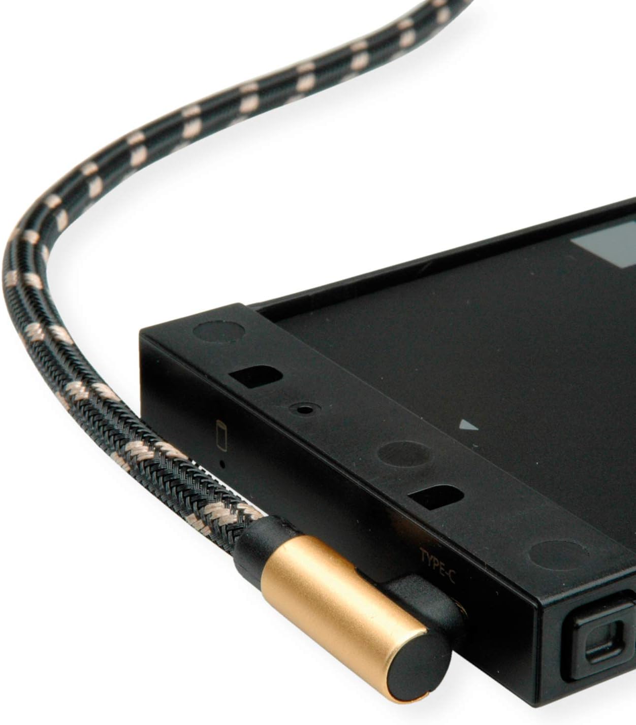 ROLINE Gold USB 2.0 cable, USB A reversible, ST - USB C ST 90° angled, 0.8 m, Black, Gold, 0,8 m - Image 4