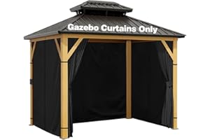 10‘x10’ Gazebo Curtains Outdoor Waterproof, Universal Replacement Patio Privacy Curtain, 4-Panels Sidewall Curtains with Zipp