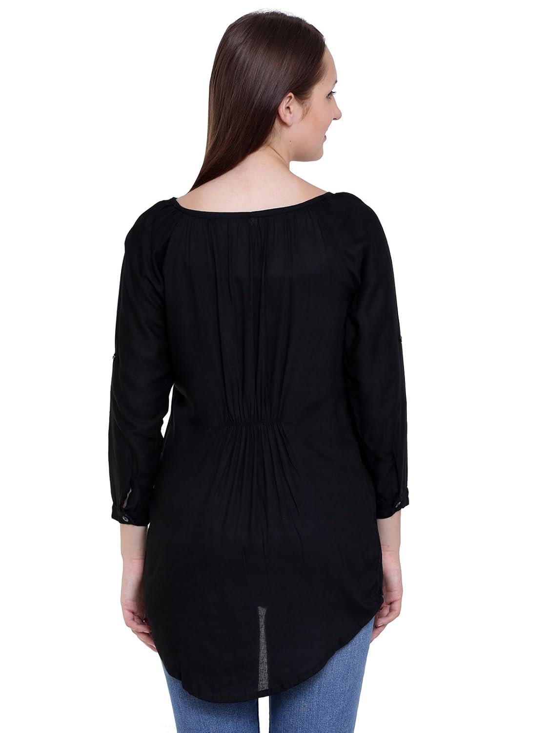 papsara black rayon slub women's long top