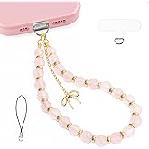 LuneClat Natural Stone Phone Charm - Beaded Healing Phones Wrist Strap, Handmade Cellphone Chain Lanyard with Tether Tab
