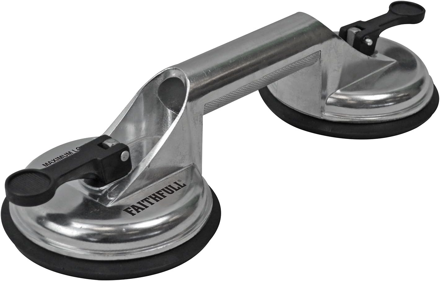 Faithfull Double Pad Aluminium Pro Suction Lifter 120mm, Heavy Duty Glass