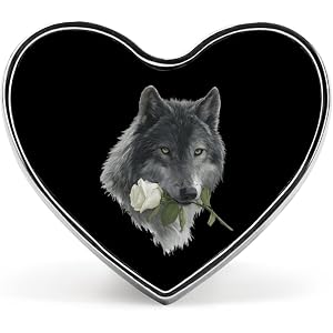 Wolf with Green Eyes Rose Heart Lapel Pins Custom Brooch Pin Wedding Party Jewelry Badge for Men Women Clothes Hats