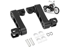 SMOTRCC Highway Footpegs Adjustable Passenger Foot Pegs 2 1/4" Extension Brackets FootPeg Conpatible for Harley Dyna Sportster Softail Touring with Support Foot Pegs (Black)