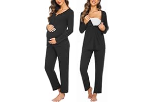 Ekouaer Maternity Nursing Pajama Sets Labor Delivery Pjs Long Sleeve Breastfeeding Pajamas Pregnancy Sleepwear Set