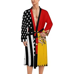 Sicilian U.S. Flag Men's Soft Bathrobe Long Sleeve Sleepwear Robes Lightweight Knee Length Beach Robe XX-Large (xx_l)