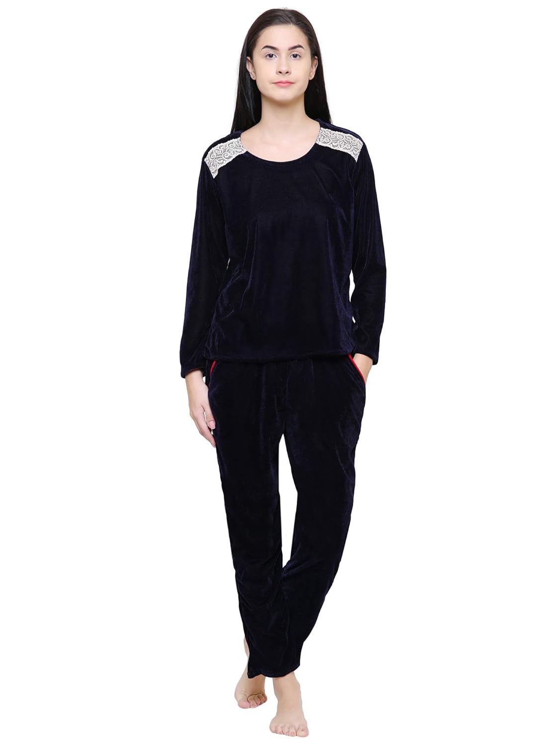 Buy Klamotten Navy Velvet Women's Night Suit at Amazon.in