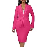 Women 2 Piece Skirt Suit Set Business Professional Blazer Dress Jacket and Pencil Skirts Sets