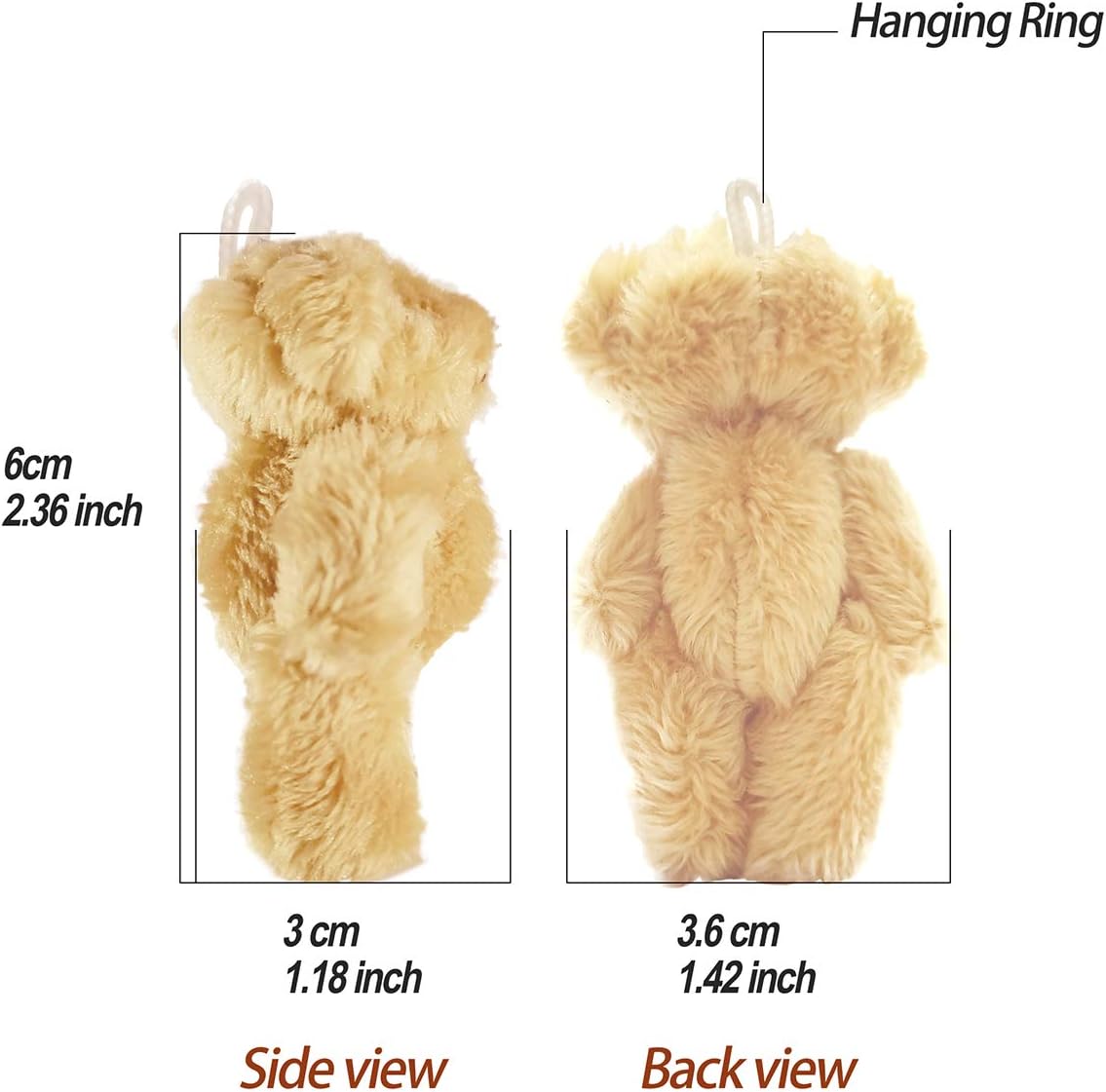 KUDES 12Pcs 6CM Mini Joint Teddy Bear Stuffed Animal Plush Toys Wedding Gift Box Doll Toy for Birthday Cake Wedding Decorations Party Favors Supplies Bag Charm DIY Accessory (12 PCS Bear): Toys & Games