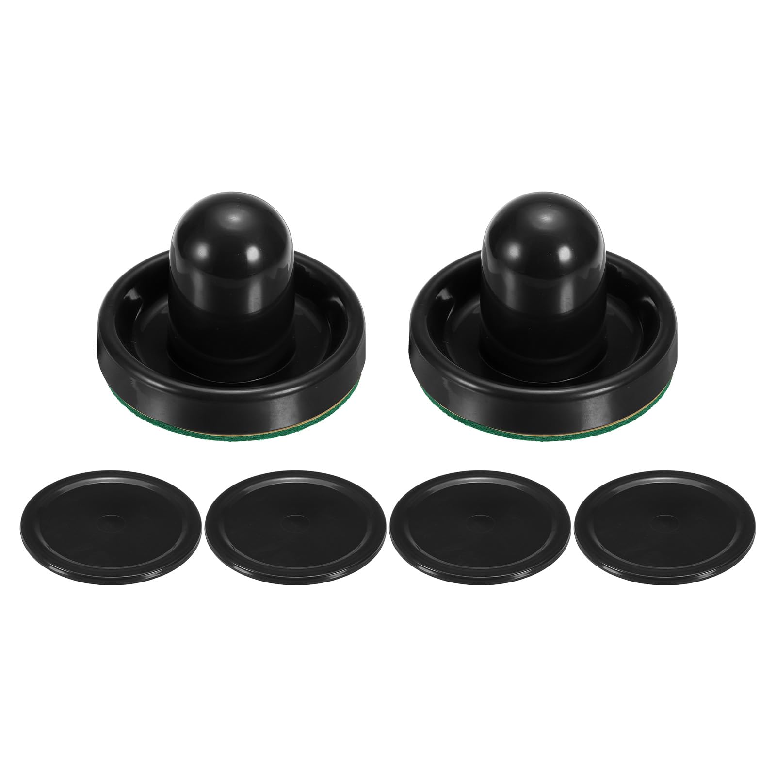 PATIKIL 75mm Air Hockey Pushers and Air Hockey Pucks, Handles Paddles Replacement Accessories for Game Tables(2 Pushers with Pads, 4 Pucks)