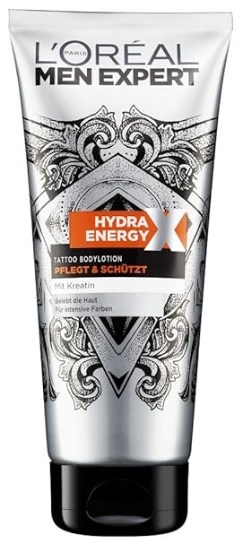 L’Oreal Men Expert Hydra Energy X Tattoo Bodylotion, schützt Tattoos und sorgt für optimale Leuchtkraft und versorgt die Haut