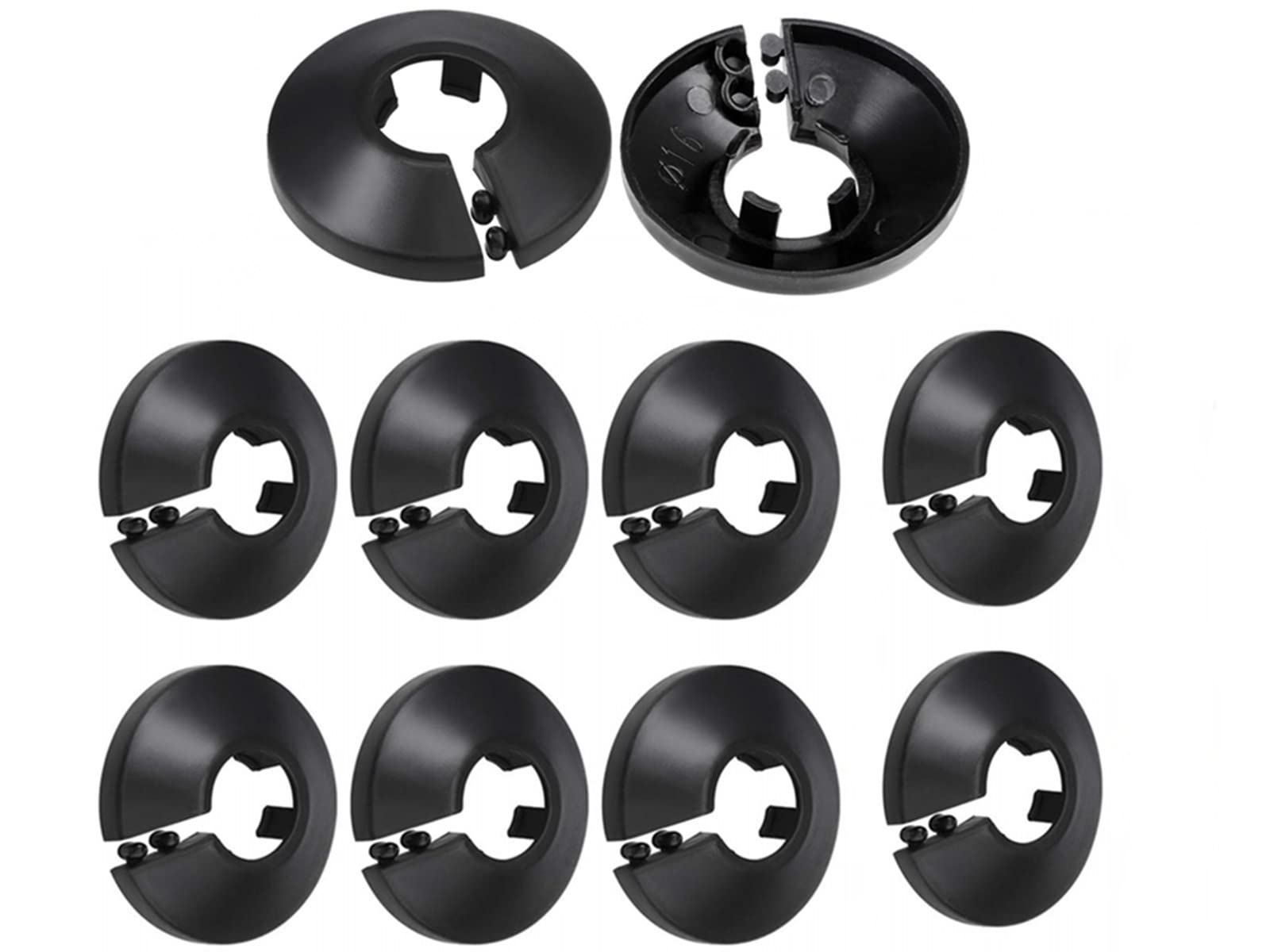 SuSohr Pack of 10 Plastic Radiator Pipe Collars Pipe Covers for 15 mm Diameter Pipe (Black)