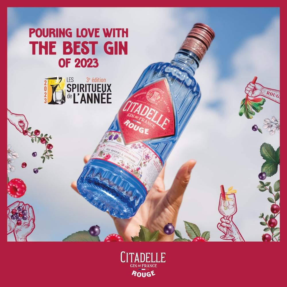 Gin CITADELLE Rouge - natürliche Infusion von roten Früchten und Botanicals - ausgezeichnet als bester Gin beim Spirituosenwettbewerb 2023 - Made in France - 41,7 % Alkohol - 70 cl 5