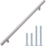Amazon Basics Euro Bar Cabinet Handle (3/8-inch Diameter), 10-inch Length (7.5-inch Hole Center), Satin Nickel, 10-Pack