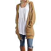 Traleubie Women's Open Front Long Sleeve Boho Boyfriend Knit Chunky Cardigan Sweater