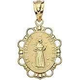 10k Yellow Gold St. Francis Of Assisi Oval Religious Charm Pendant Pray For Us