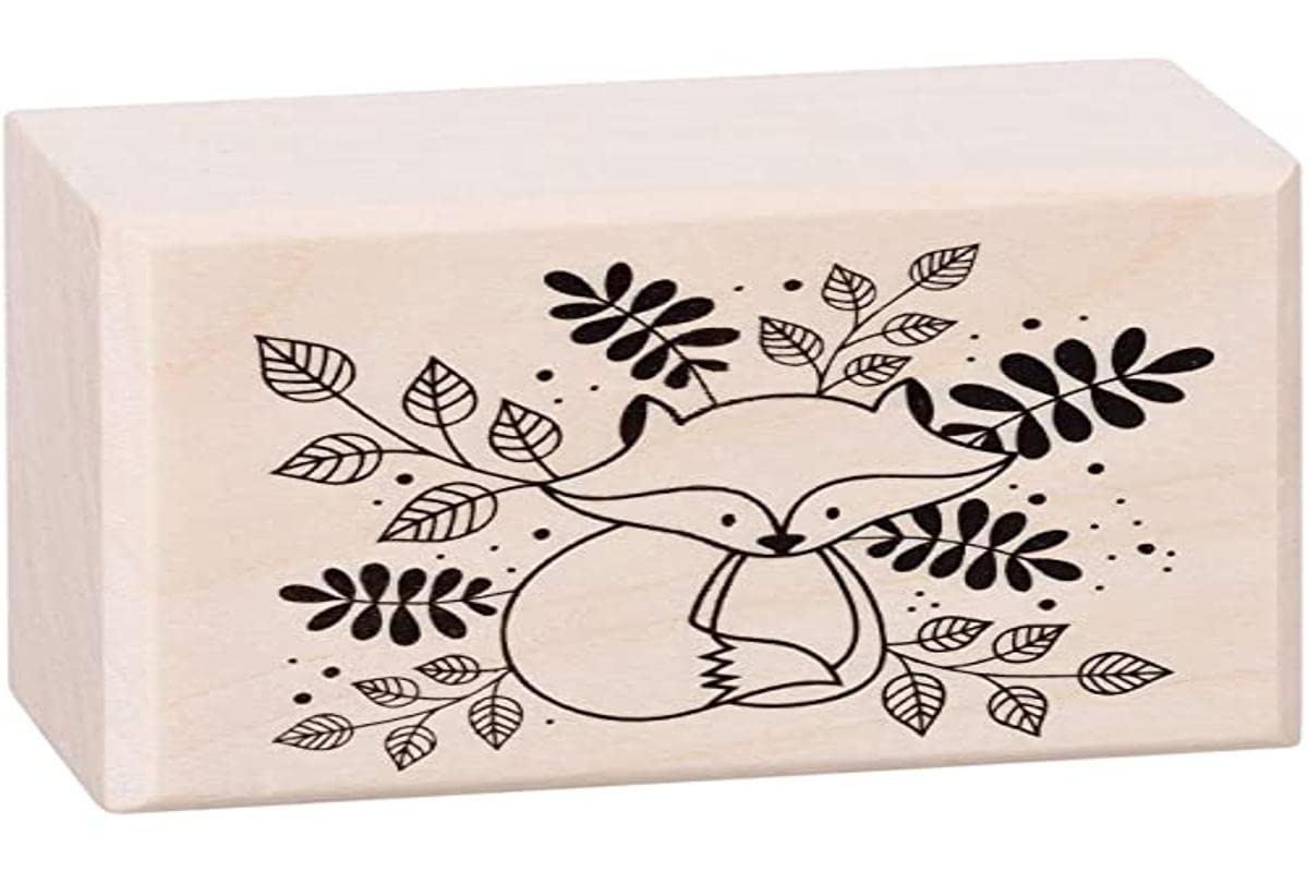 Artemio ARTHD859 Fox Leaf Stamp, Wood, Black, 3.5 x 2.5 x 4.8 cm