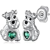 SVODEA Schnauzer Earrings 925 Sterling Silver Dog Puppy Stud Earrings Cute Animal Jewelry Gifts for Women