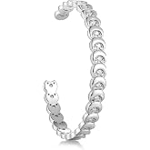 D Color VVS1 Clarity Moissanite Open Bangle Bracelet for Women, Solid 925 Sterling Silver Rhodium Plated Bracelet, Birthday Mother's Day Christmas Jewelry, Length 5.9-7.5 inch
