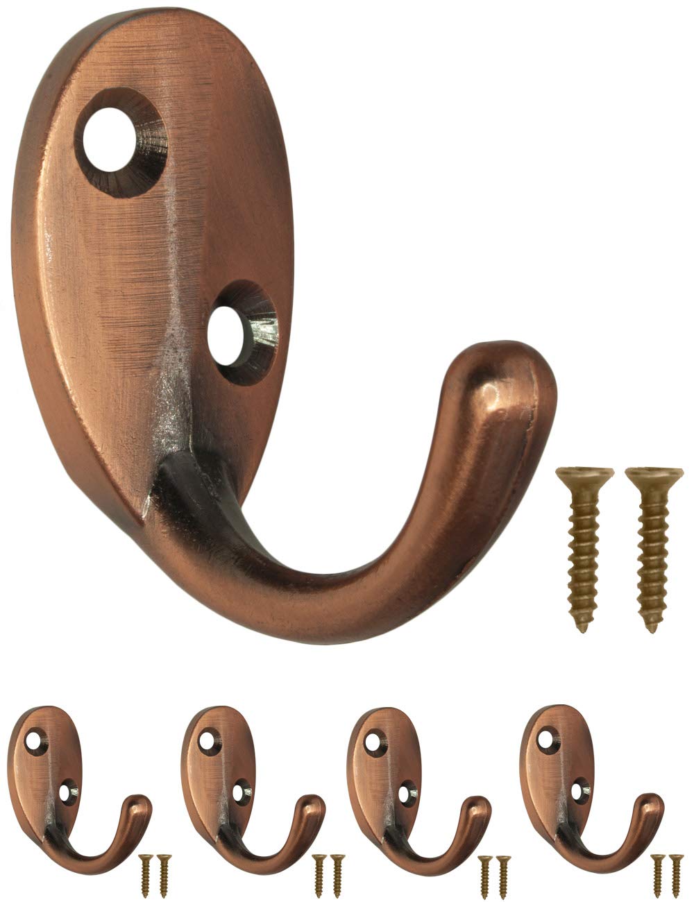 Fuxxer 4 x Copper Wall Mounted Coat Hooks Iron Copper