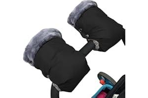 LOVELYPAWS Baby Stroller Gloves, Extra Thick Stroller Hand Muff Winter Waterproof Stroller Mittens Universal Anti-Freeze Gloves for Parents Caregivers Carriage (Black)