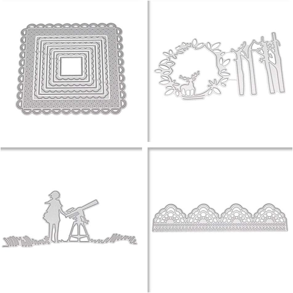 Meslio 4pcs Cutting Dies Metal Scrapbooking Stencils Die for DIY Embossing Photo Album Decorative DIY Paper Cards Making