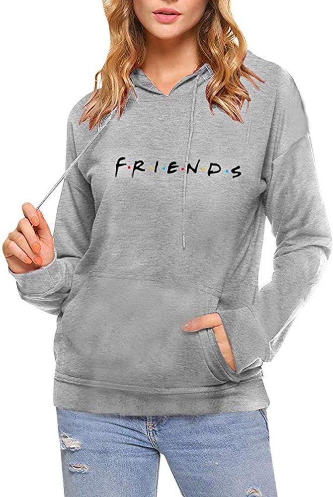 LHAYY Friends Women’s Casual Loose Top Cotton Friends Letters Print Pullover Sweatshirt Hoodie