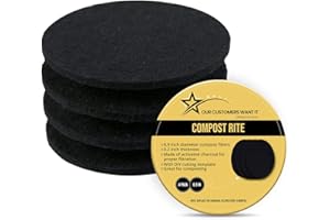 Compost Rite 4 Pack Charcoal Filters for Compost Bucket - Round 7.25 inch Compost Pail Filters, 0.2 Inch Thick Compost bin Charcoal Filter Replacement, Cutting Template Unisize Composting Bins