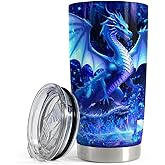 SANDJEST Dragon Tumbler 20oz Stainless Steel Insulated Coffee Travel Mug Cup Dragon Gifts for Birthday Christmas Gift for Men Boy