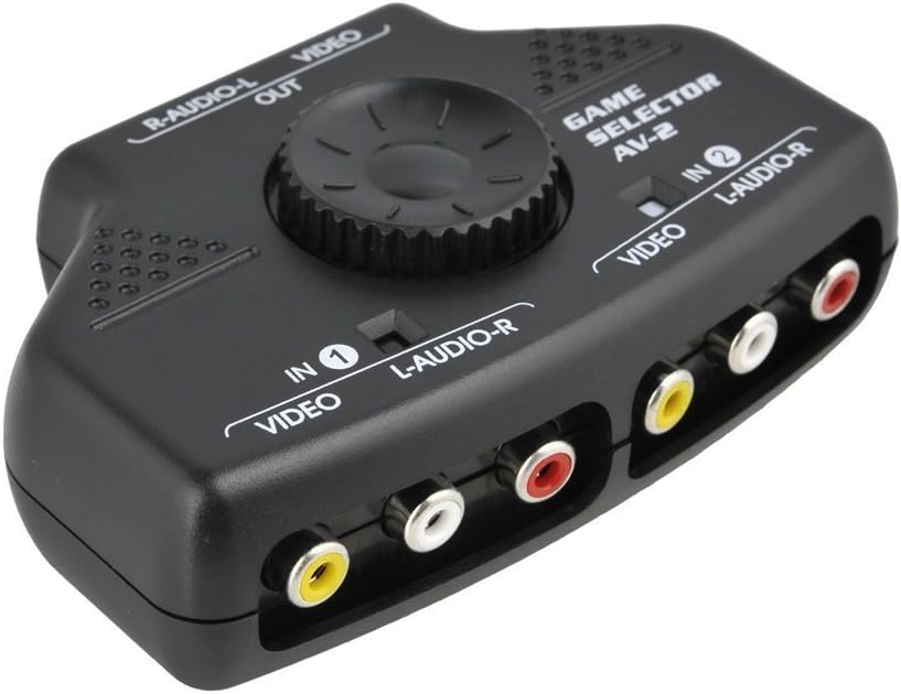 LEAGY 2 Way Audio Video Switch Selector Box Splitter with 3RCA Cable for VCD,DVD,Video Camera, Recorder,Video Game