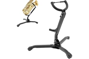 REMAGIC Alto & Tenor Saxophone Stand, Foldable Saxophone Stand Saxophone Holder Rack, Adjustable Metal Sax Tripod Holder Saxophone Holder Rack, Portable Musical Instrument Saxophone Accessories