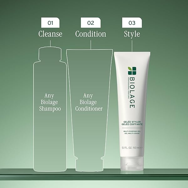BIOLAGE STYLING GELÉE – STYLING GEL FOR SLICK BACKS AND HEATLESS CURLS, FIRM HOLD, ADDS SHINE & CONTROLS FRIZZ, VEGAN & CRUELTY-FREE, 16.9 FL OZ