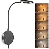 NoeiiT Wall Mounted Reading Light, Bedside Headboard Lights with 5 Color Temperature &amp; 5 Dimming, 360 Flexible Gooseneck, USB Output, Night Light &amp; Timer Function - Perfect for Reading (Black)