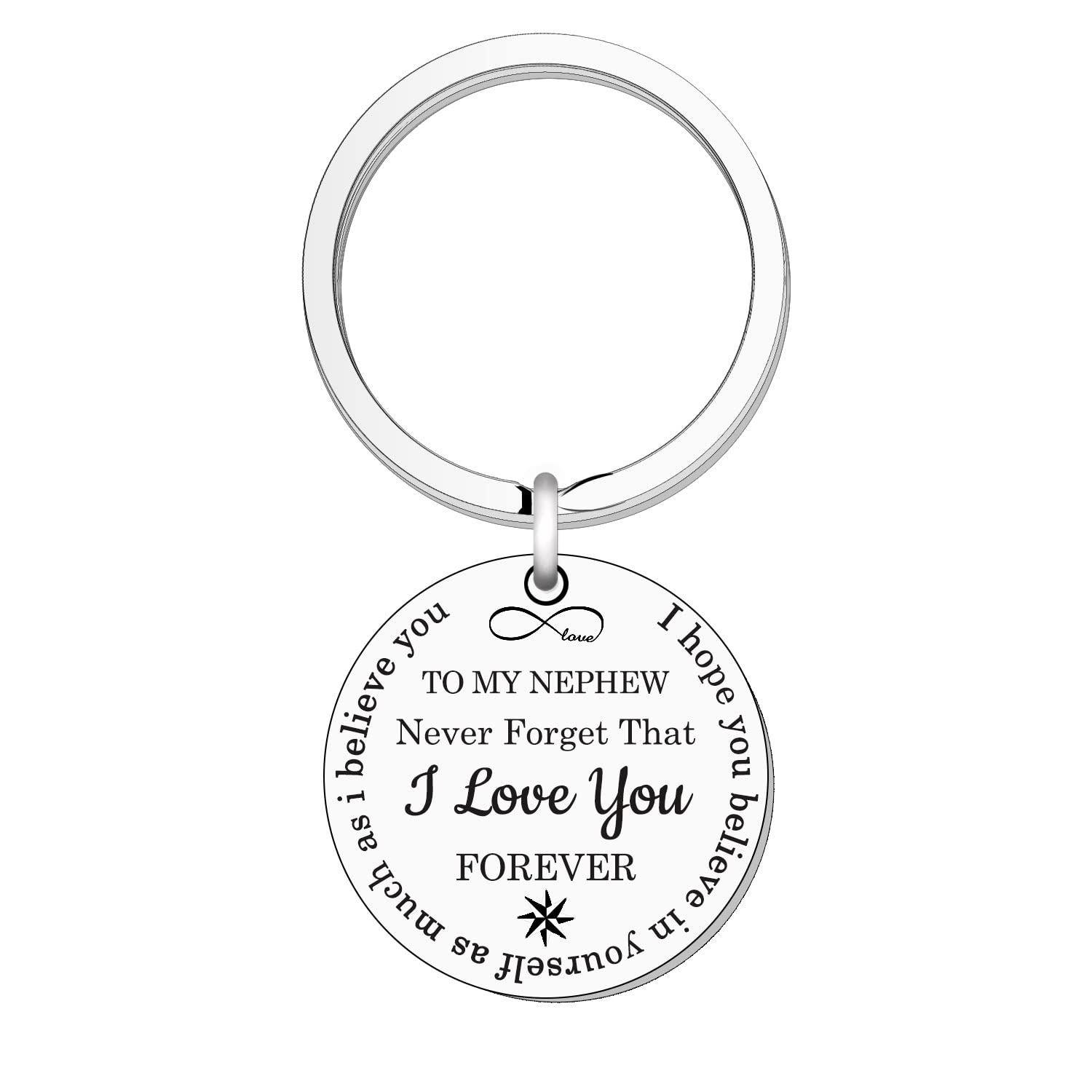 Nephew Gifts Nephew Keyring from Auntie Uncle Birthday Christmas Gifts for Boys Graduation Gifts Keychain Engraved Never Forget I Love You