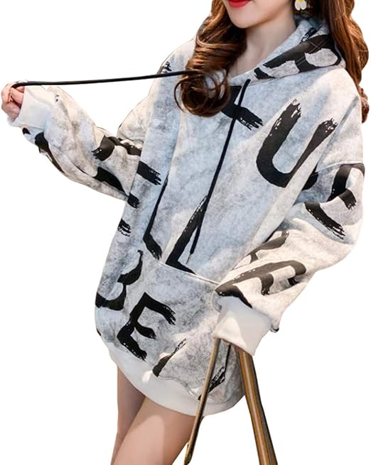 Amazon Ksila パーカー レディース フード付き トレーナー ゆったり 裏起毛 プルオーバー プリント オシャレ ロングパーカー 厚手 ファッション スウェット アウター トレーナー パーカー 通販