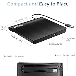 Rioddas External CD/DVD Drive for Laptop, USB 3.0